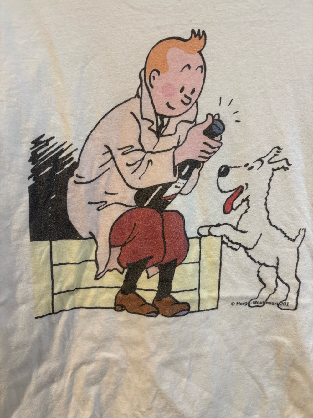 Gildan Off-White Tintin Graphic Short-Sleeve Tee retro size medium - Picture 3 of 6